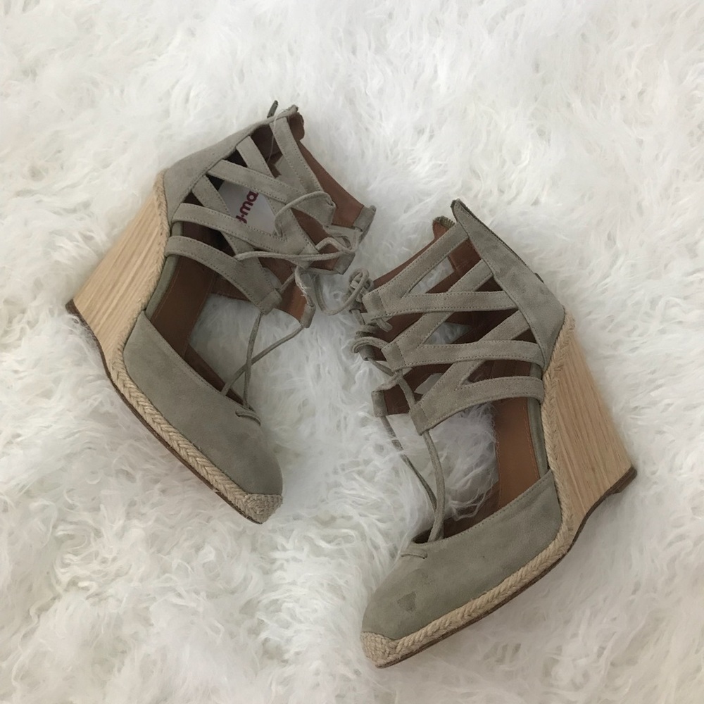 Aquazurra Suede Taupe  Belgravia Wedge Espadrille - Picture 3 of 8